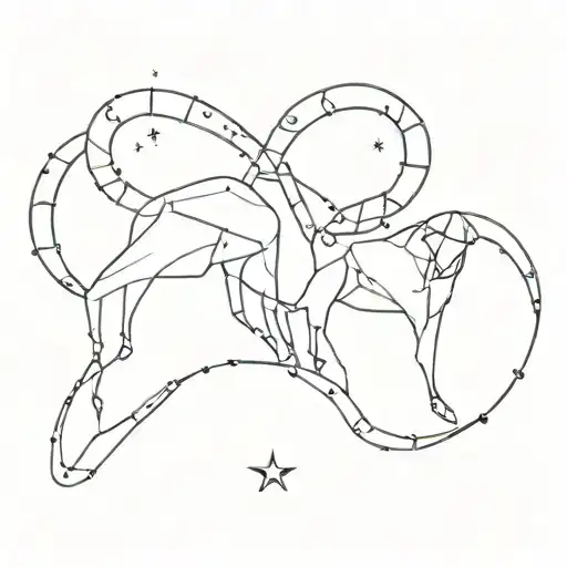 Aries constellation intertwined with the Mercedes Benz logo tattoo design idea
