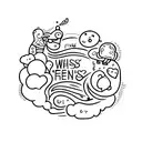 cute little objects with sentence "happiness is only real when shared" tattoo design idea