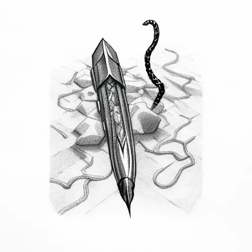 arrow, with coral snake around its shaft tattoo design idea