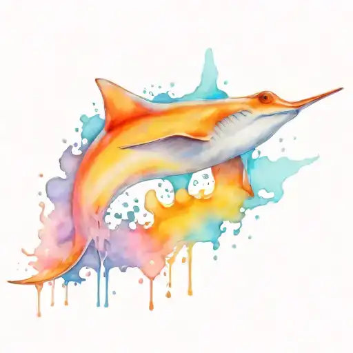 stingray with pastel colors launching out the water with a big splash  tattoo design idea