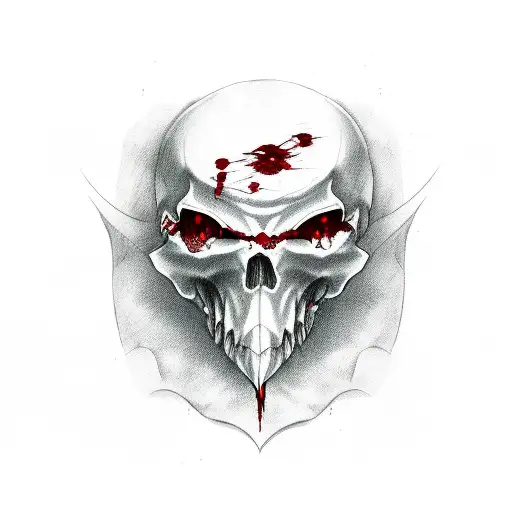 Sheet ghost with blood red knife tattoo design idea