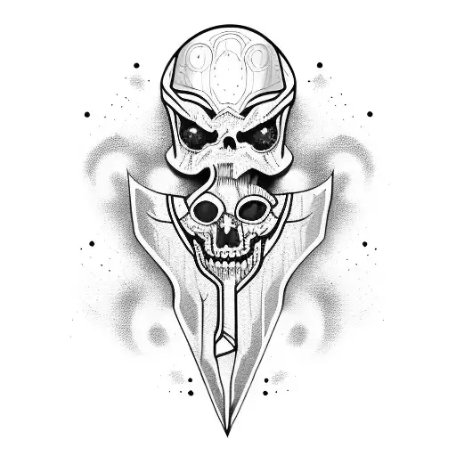 Sheet ghost with blood red knife tattoo design idea