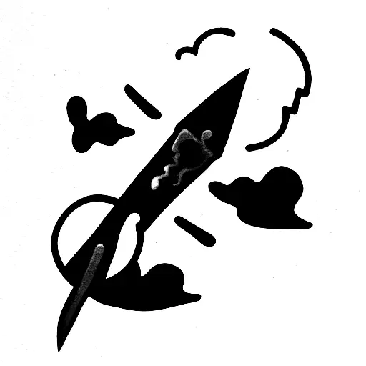 Sheet ghost with blood red knife tattoo design idea