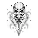 Sheet ghost with blood red knife tattoo design idea
