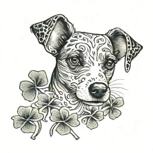 Jack Russell with shamrock intertwined tattoo design idea