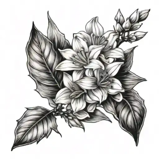 Paperwhites and Holly branch tattoo design idea
