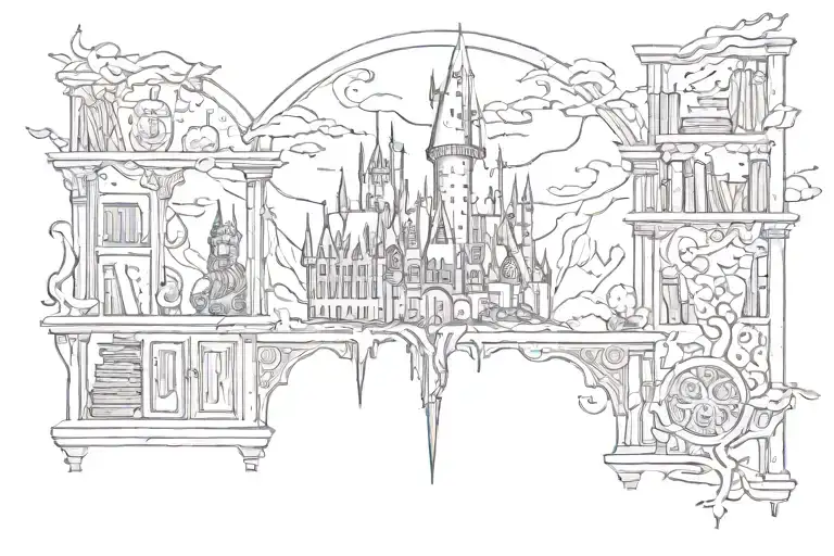 chiropractic harry potter Hogwarts quittage  tattoo design idea