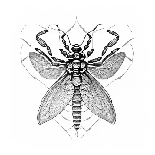 a scorpion-tailed cicada tattoo design idea