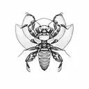 a scorpion-tailed cicada tattoo design idea