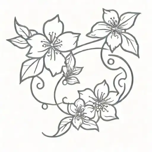Cloud Japanese Leafs Cherry Blossom tattoo design idea