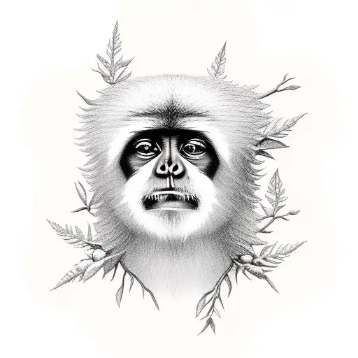 gibbon on tree tattoo design idea