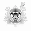gibbon on tree tattoo design idea