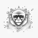 gibbon on tree tattoo design idea