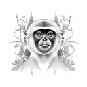 gibbon on tree tattoo design idea