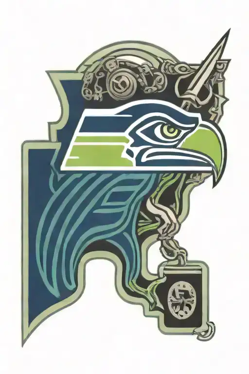 seattle seahawks logo incorporating elements representing tattoo design idea