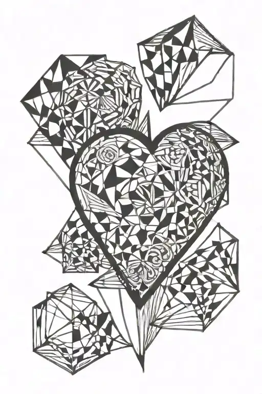 a geometric tattoo that encompasses the love of a father for his wife and 2 x daughters, shown within the heart tattoo design idea