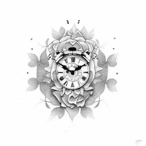 Clock with butterflies and roses and this too shall pass tattoo design idea