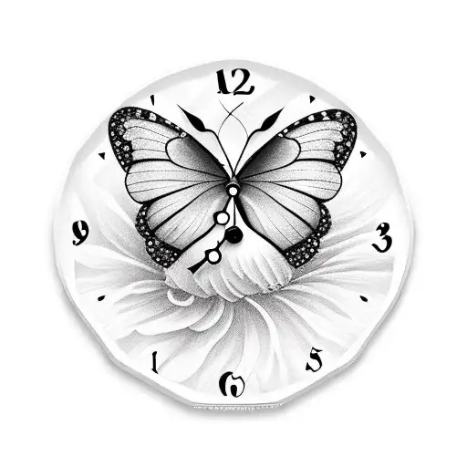 Clock with butterflies and roses and this too shall pass tattoo design idea