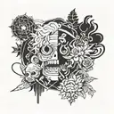 Combine elements from BTS, One Piece, Jujutsu Kaisen, and Kimetsu no Yaiba to create a unique crossover tattoo design tattoo design idea