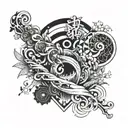 Combine elements from BTS, One Piece, Jujutsu Kaisen, and Kimetsu no Yaiba to create a unique crossover tattoo design tattoo design idea