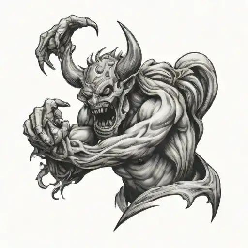 a person fighting his inner demons and overcoming depression and pain tattoo design idea