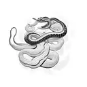 serpiente rodeando una rosa tattoo design idea