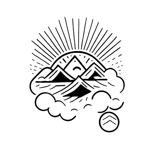 mountain and ocean tattoo design idea