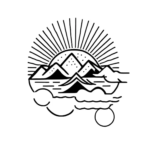 mountain and ocean tattoo design idea