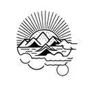 mountain and ocean tattoo design idea