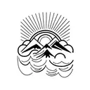 mountain and ocean tattoo design idea