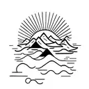 mountain and ocean tattoo design idea