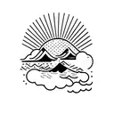 mountain and ocean tattoo design idea