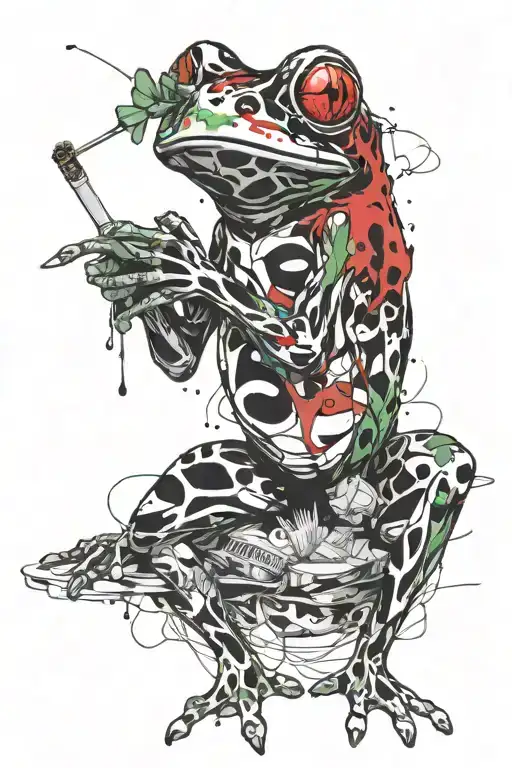 frog smoking tattoo design idea