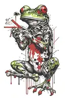 frog smoking tattoo design idea