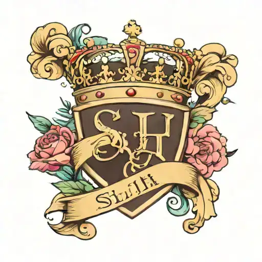SLH initials with queen crown tattoo design idea
