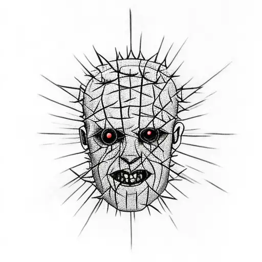 Hellraiser pinhead smiling  tattoo design idea