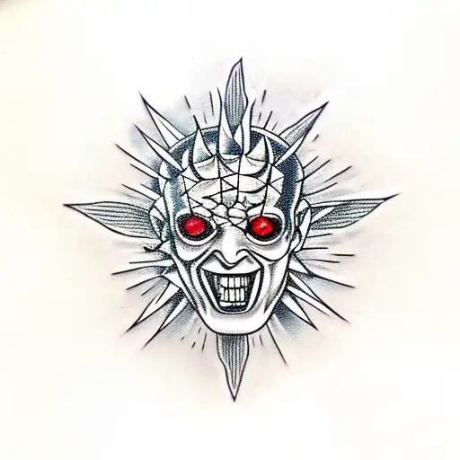 Hellraiser pinhead smiling  tattoo design idea