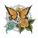 air earth fire water Gemini working out women party music tattoo design idea