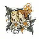 air earth fire water Gemini working out women party music tattoo design idea
