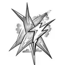 Lightning Bolts with small doves and clouds tattoo design idea