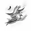 lightning with clouds and doves tattoo design idea
