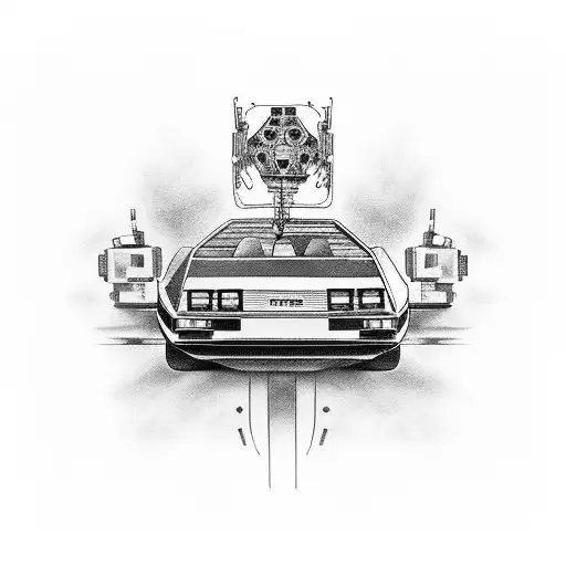 delorean with signs that read 10-10 tattoo design idea