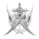 A pair of crossed swords entwined with a spine tattoo design idea
