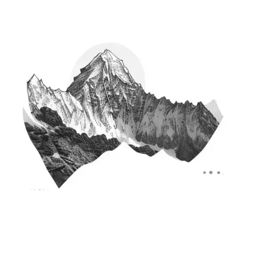 nepal's mount "ama dablam", trees in foreground tattoo design idea