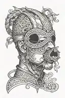 medieval blindfold tattoo design idea