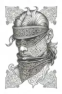 medieval blindfold tattoo design idea