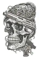skull and gun tattoo design idea