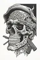 skull and gun tattoo design idea