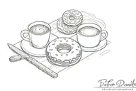 coffee, donut, chefs knife tattoo design idea