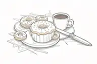 coffee, donut, chefs knife tattoo design idea
